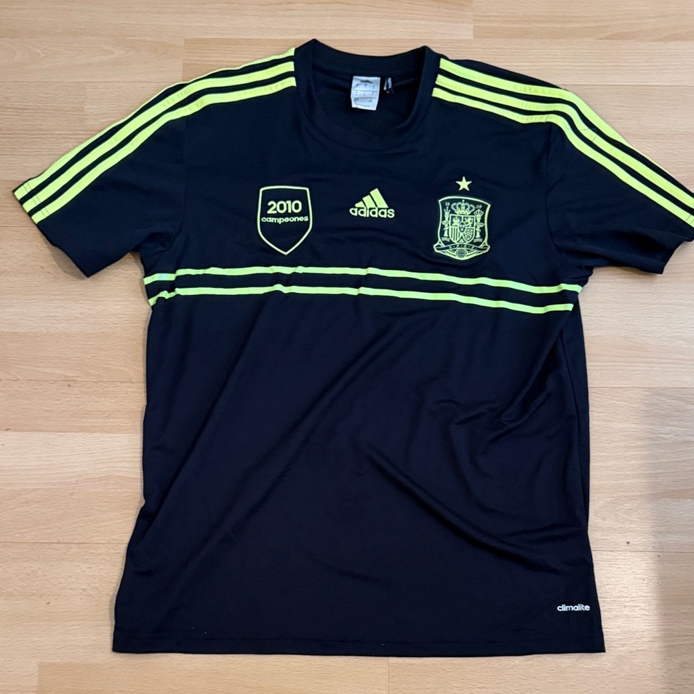 Adidas Span Black and Neon Yellow Soccer Jersey